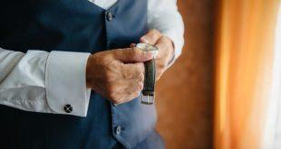 Elegant man with wrist watch